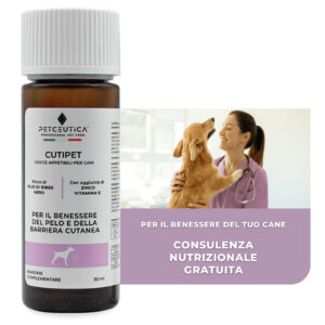 Integratore Pelo contro Dermatite e Prurito Cane CUTIPET - Ricco di Olio di Ribes (Acido Gamma Linoleico), Zinco, Biotina e Vitamina E - Mangime Complementare in Gocce 50ml