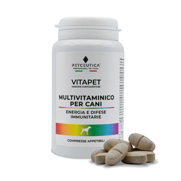 Vitamine per Cani VITAPET - 3in1 Integratore Multivitaminico Cane con Echinacea, Uncaria, Biotina e Zinco per Energia, Difese Immunitarie e Cute Sana - 60 Compresse Appetibili