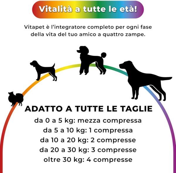 Vitamine per Cani VITAPET - 3in1 Integratore Multivitaminico Cane con Echinacea, Uncaria, Biotina e Zinco per Energia, Difese Immunitarie e Cute Sana - 60 Compresse Appetibili - immagine 5