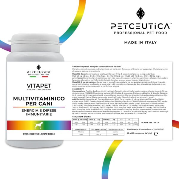 Vitamine per Cani VITAPET - 3in1 Integratore Multivitaminico Cane con Echinacea, Uncaria, Biotina e Zinco per Energia, Difese Immunitarie e Cute Sana - 60 Compresse Appetibili - immagine 7